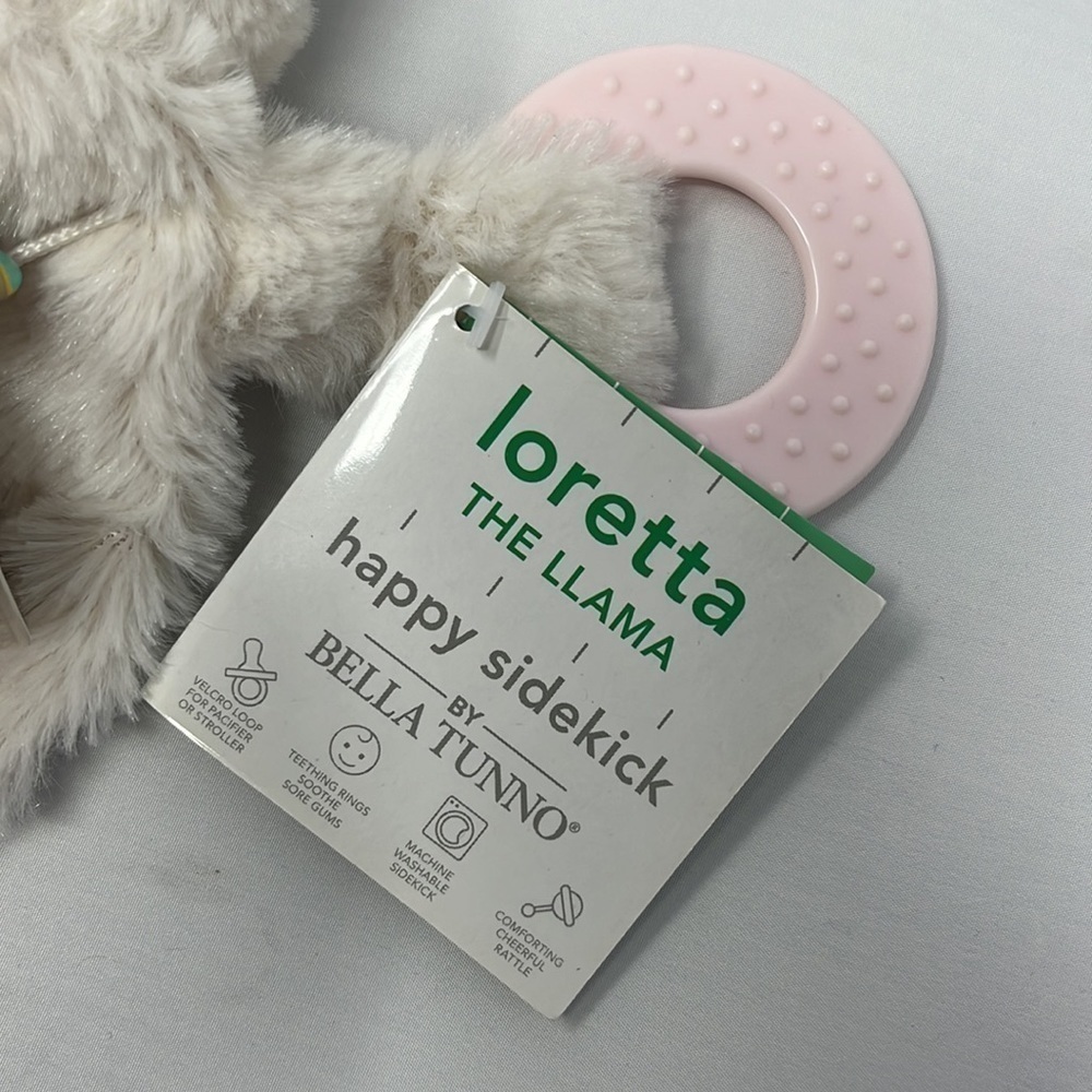 Bella Tunno Happy Sidekick Loretta the Llama Lovey Rattle Plush Security Blanket - Picture 6 of 13